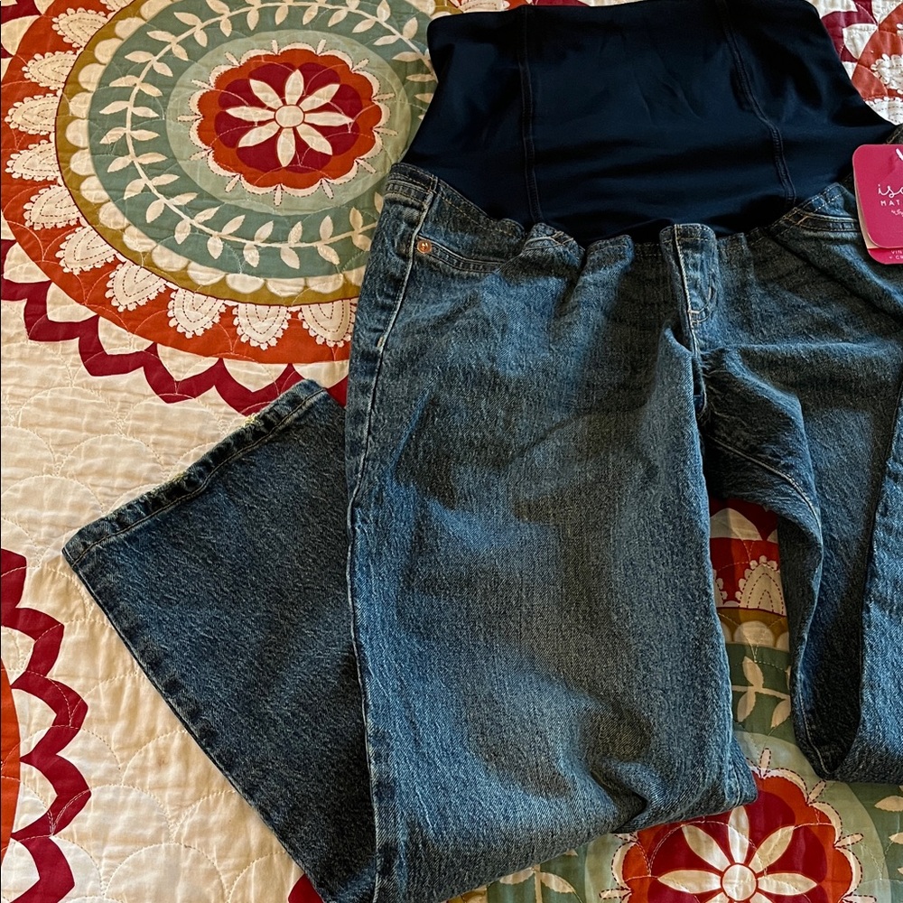 Isabel Maternity by Ingrid & Isabel Flare Jeans in Lt. Blue Denim Size 2 - Picture 9 of 13
